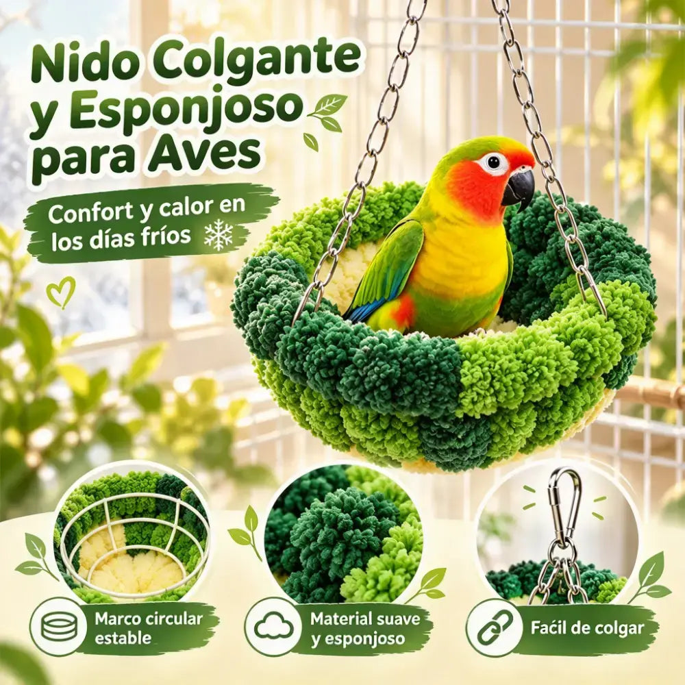 🔥Compra 1 y llévate 1 gratis🔥2 piezas 26 euros!🌿 Cama colgante suave para pájaros con interior de felpa para jaulas de aves pequeñas