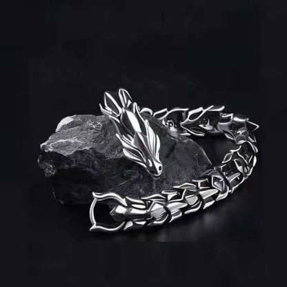 【🔥Compra 1 y llévate 1 gratis 】Pulsera popular de estilo retro con cabeza de dragón y escamas de dragón, estilo punk hip hop para hombre.