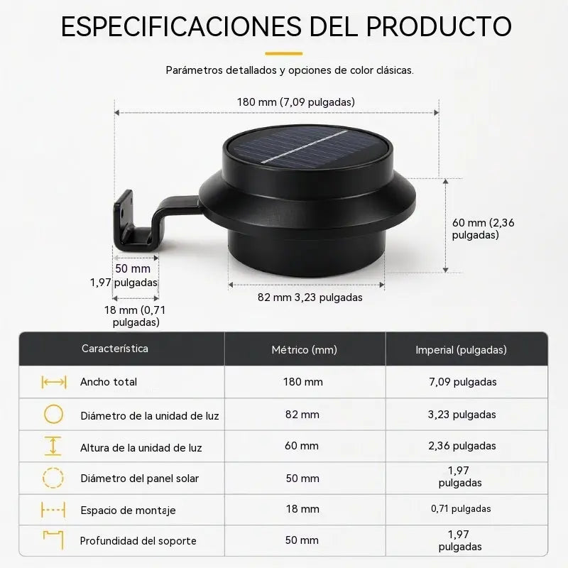 Lámpara solar LED para pared o canalón | Iluminación decorativa para exteriores