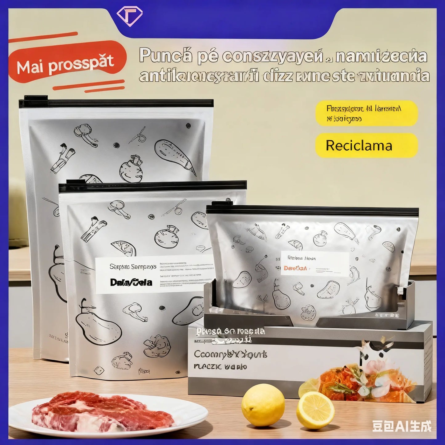 🥩【30 tašiek za 21 eur 】Vrecko z hliníkovej fólie potravinárskej kvality so zipsom na zachovanie čerstvosti, vhodné do domácej chladničky
