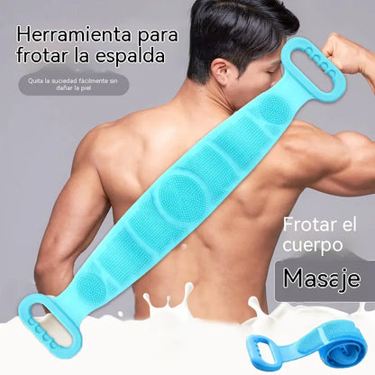 【4 pieza 】Estropajo de baño unisex con mango extendido. Cepillo de baño de silicona para limpieza profunda, masaje y exfoliación.