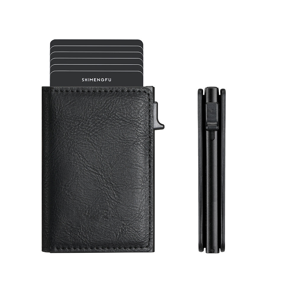Tarjetero desplegable de aleación de aluminio con protección RFID antirrobo para hombre