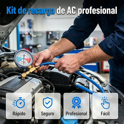🔥🔧❄️ Manguera de recarga de refrigerante AC R134a con manómetro – Antifugas, fácil de leer y compatible con coches, camiones o aire acondicionado doméstico – Recarga DIY segura 🚗