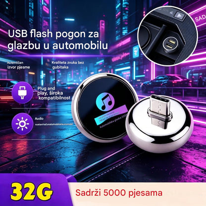 【32G】32GB metalni USB flash pogon za glazbu u automobilu s kvalitetom zvuka bez gubitaka【Sadrži 5000 pjesama】