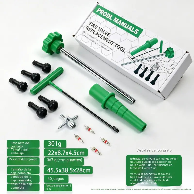 🚰Kit de herramientas para cambio rápido de válvulas de neumáticos de coche