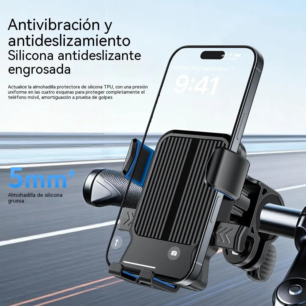 🚴 Soporte para teléfono de motocicleta con agarre seguro