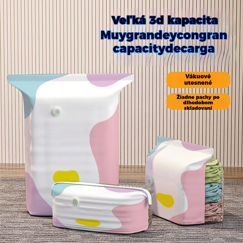 【5-dielna sada】 Veľké, stlačiteľné vákuové úložné vrecko: nevyžaduje pumpičku, je nepriepustné a ideálne na úsporu miesta v kufri a doma