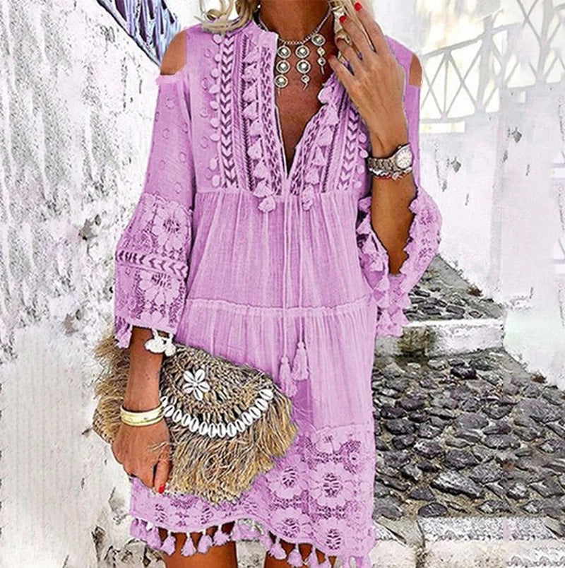👗Vestido holgado de algodón y lino bordado para mujer🌸