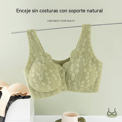 【Juego de 2 piezas】【M-4XL】Sujetador sin aros para mujer con botones frontales 【40-100 kg】