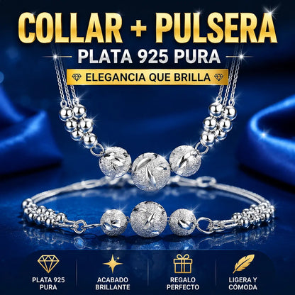 🔥Venta caliente🔥 ✨【Collar + Pulsera】Conjunto de Joyería de Plata 925 con Grabado Elegante 💎