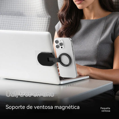 Este soporte para teléfono, plegable y giratorio, con ventosas e imanes, es un soporte multifuncional tres en uno para coche, un dispositivo muy versátil.