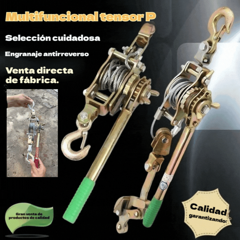 Cabrestante extractor de cable de acero de 2 toneladas con 2 ganchos