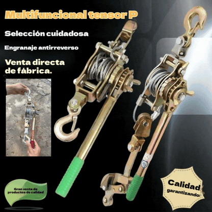 Cabrestante extractor de cable de acero de 2 toneladas con 2 ganchos