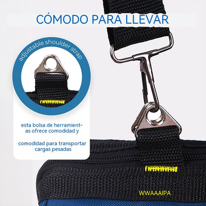 Bolsa de herramientas resistente con correa para el hombro: duradera, espaciosa y práctica para diversos trabajos.