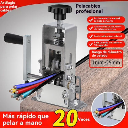 💥Pelacables eléctrico con manivela, utilizado para pelar cables y alambres.