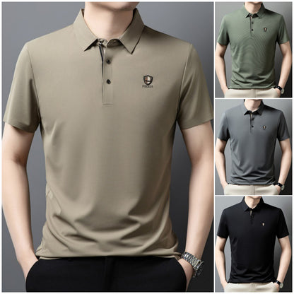 【50%OFF】【M-4XL】Verano 2024 Nuevo polo casual con solapa de media manga de seda helada