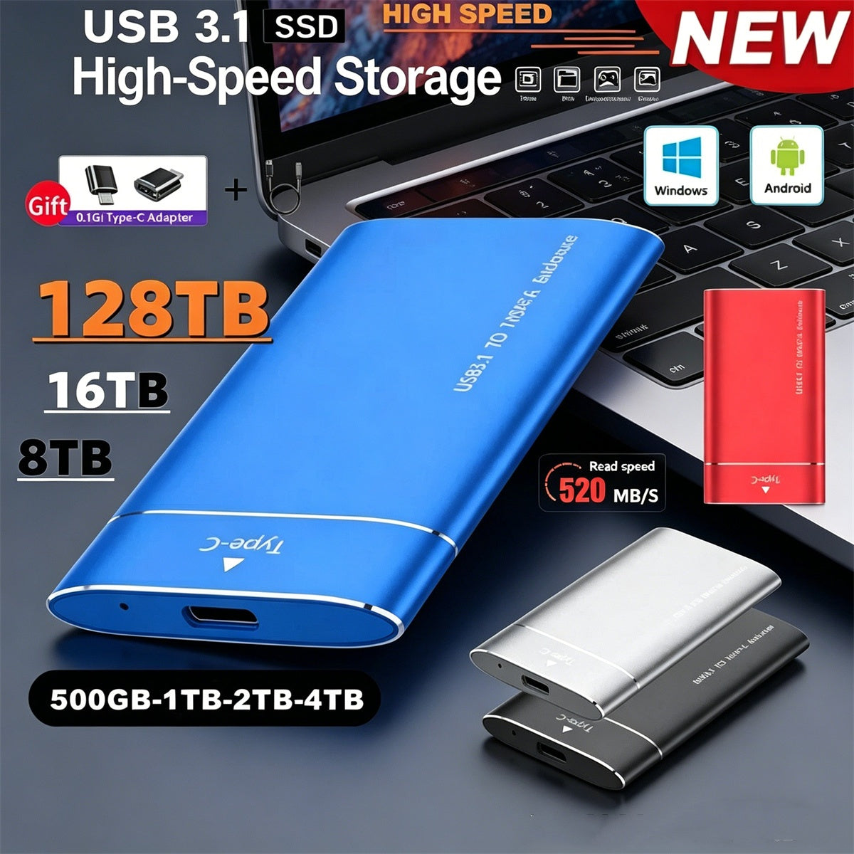 [64 TB] Disco duro portátil de estado sólido de capacidad ultra grande