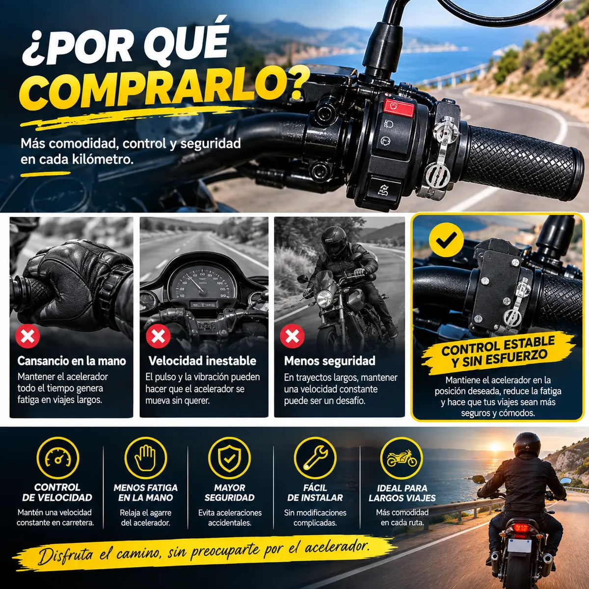 📢📢 ¡¡50% DE DESCUENTO!! ⏰ Bloqueador mecánico de acelerador para moto – Largas distancias