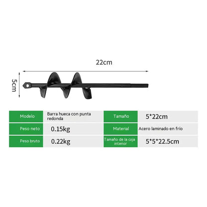 【22-45cm】Barrena de acero al carbono, utilizada para perforar tierra y hielo en árboles, plántulas y en horticultura.