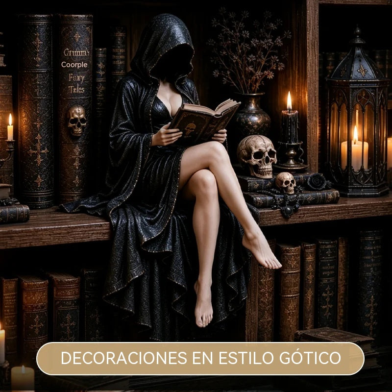 【Novedad 2026】Estatuilla gótica «Lector encapuchado»: un adorno misterioso y sensual para el dormitorio o la oficina. ¡Un regalo decorativo de estilo *dark academia*! 🖤📖