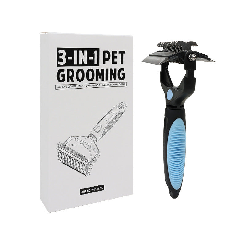 🐕🐈 Peine multifuncional 3 en 1 para desenredar el pelo de mascotas, peine para eliminar el pelo de perros y gatos.