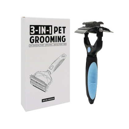 🐕🐈 Peine multifuncional 3 en 1 para desenredar el pelo de mascotas, peine para eliminar el pelo de perros y gatos.