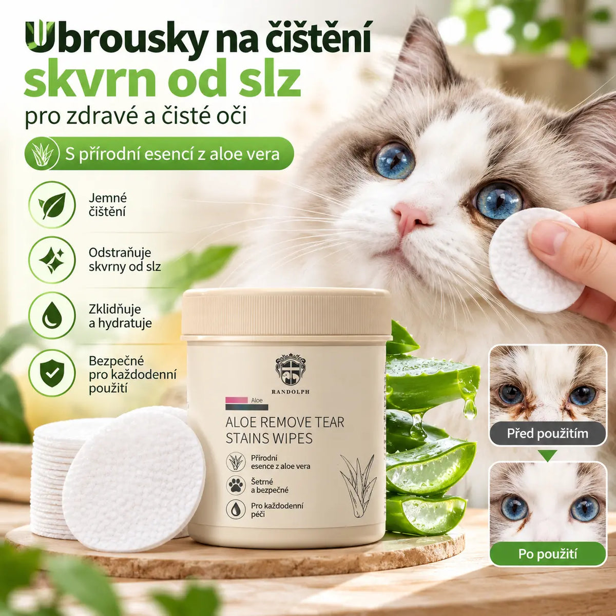 🐕🐈Čisticí ubrousky na skvrny od očí domácích mazlíčků 🔥Odstraňuje skvrny od slz🔥
