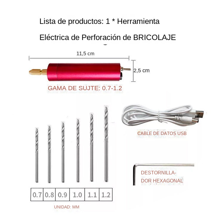 Mini taladro manual eléctrico USB, mini amoladora eléctrica DIY