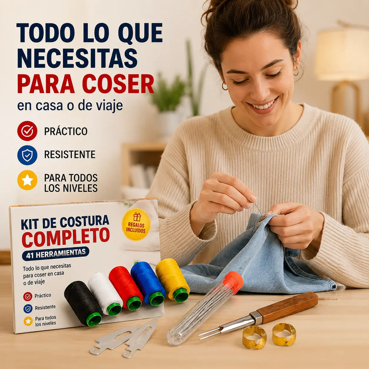 Kit completo de costura 41 en 1 – práctico, resistente y fácil de usar en casa