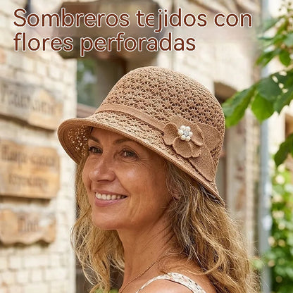 🔥Compra 1 y llévate 1 gratis👒Elegante sombrero de sol con diseño trenzado calado, ofrece una fuerte protección contra los rayos solares.