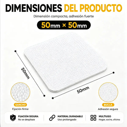 （50 pares）🛋️ Cinta de Velcro Adhesiva de Alta Resistencia – Fijación Antideslizante para Sofás, Alfombras, Cojines y Alfombrillas | Sin Taladros y Fácil de Instalar