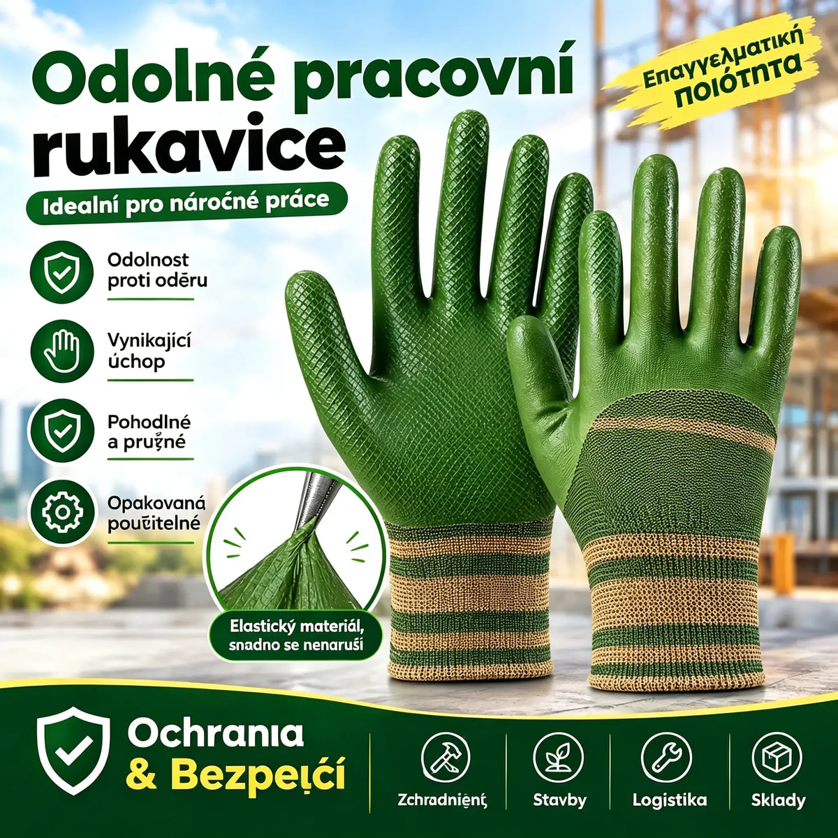💥 Zľava 50 % 🎁【1 sada (10 kusov)】Pracovné rukavice s gumovým povrchom a pletenými manžetami