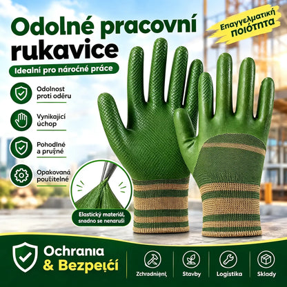 💥 Zľava 50 % 🎁【1 sada (10 kusov)】Pracovné rukavice s gumovým povrchom a pletenými manžetami