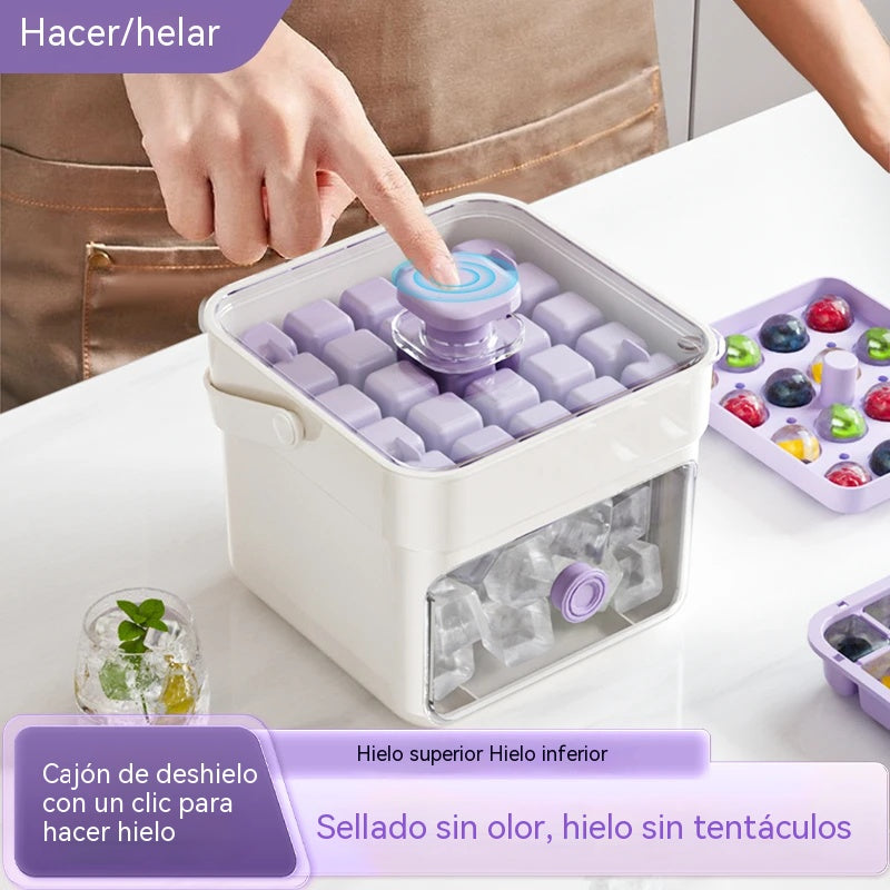 ✨🧊 Máquina de hielo portátil | Con tapa y recipiente para almacenar hielo (hace 50 cubitos de hielo a la vez)