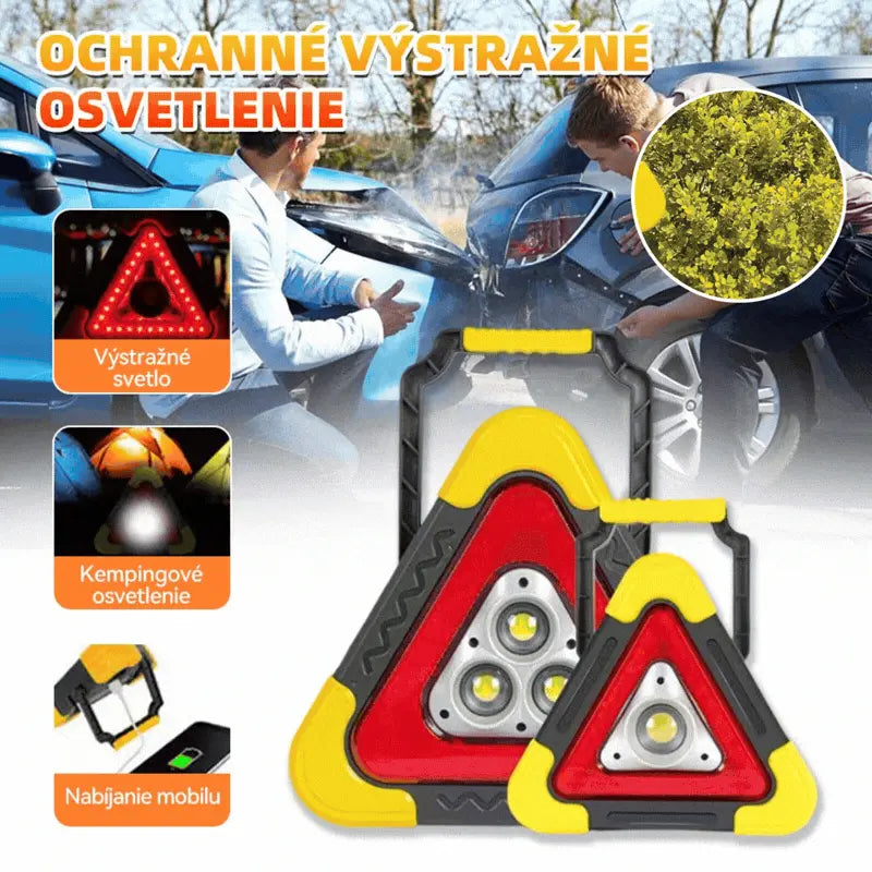 Luz de advertencia triangular solar de emergencia tres en uno