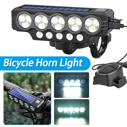 Faro solar para bicicleta con carga USB y altavoz, 900 lúmenes, luz nocturna de larga duración para ciclismo