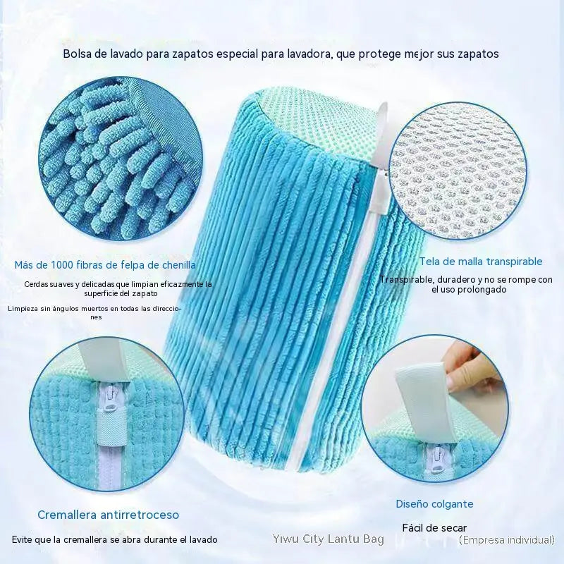 【2 pieza】Bolsa especial para lavar zapatos en lavadoras, para un lavado y cuidado totalmente automáticos, reforzada para evitar deformaciones.