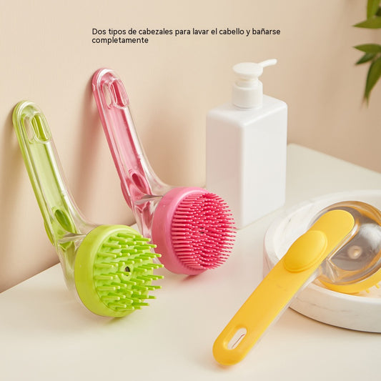 【4 piezas】📢📢¡50% de descuento! ⏰Cepillo de baño para mascotas con mango largo y dispensador de champú
