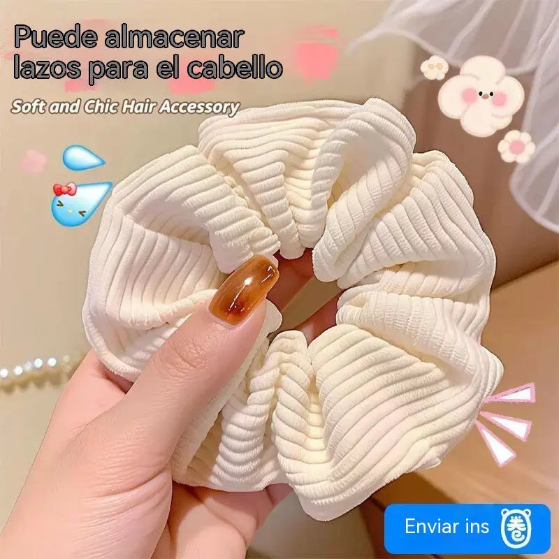 【3 pieza】Nueva goma para el pelo plisada con cremallera y bolsillo de almacenamiento oculto--Uno de cada color