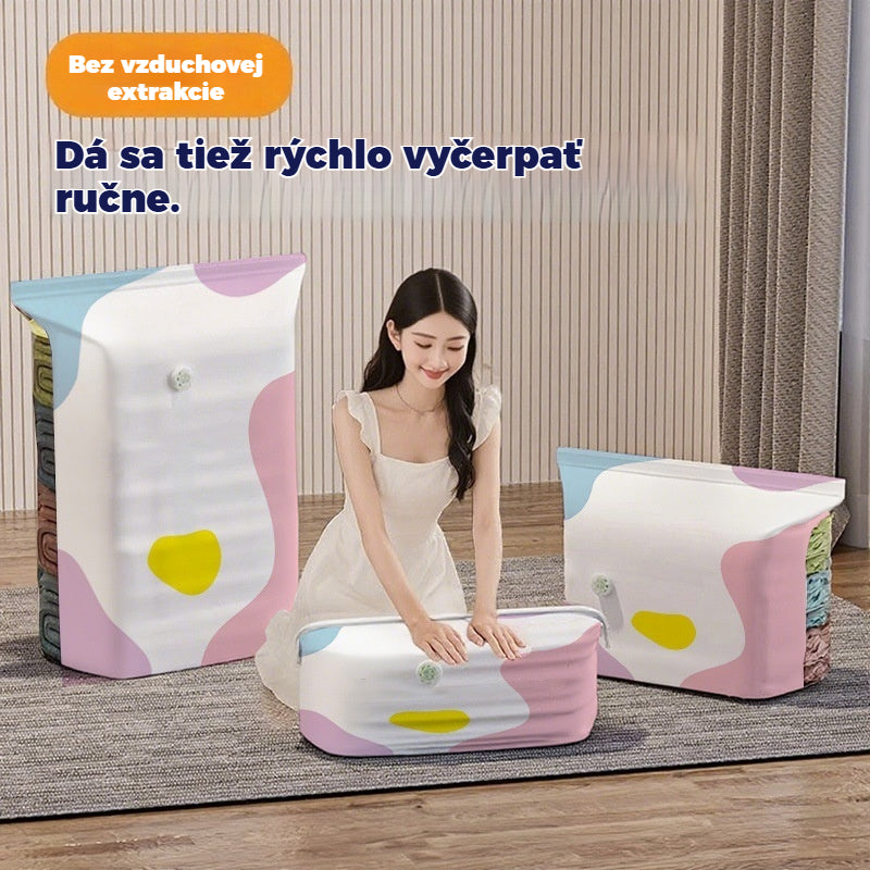 【5-dielna sada】 Veľké, stlačiteľné vákuové úložné vrecko: nevyžaduje pumpičku, je nepriepustné a ideálne na úsporu miesta v kufri a doma