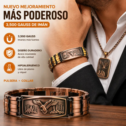 🔥【Pulsera + Collar】Pulsera magnética para hombre con diseño de águila
