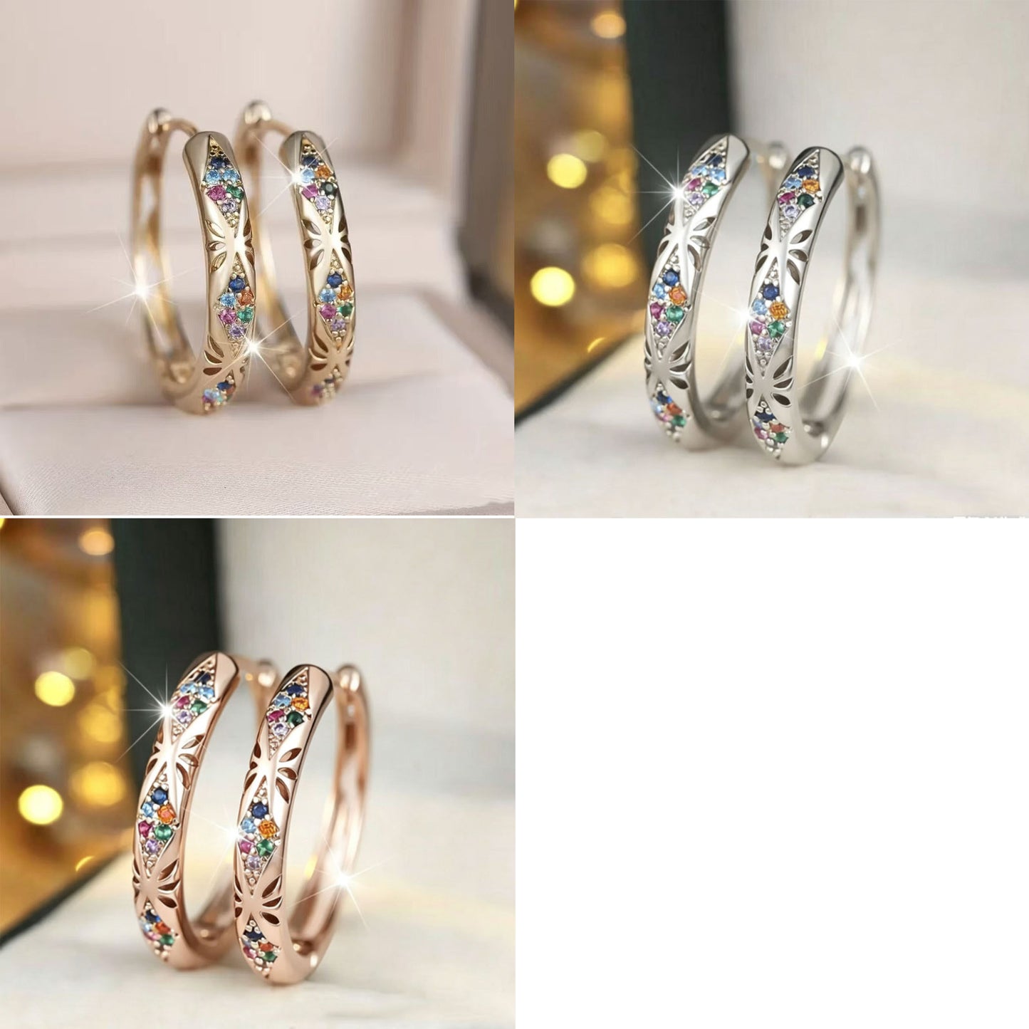 📢📢Compra 1 y llévate 2 gratis ⏰ Pendientes de aro huecos con circonita brillante