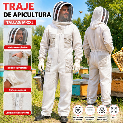 【M-2XL】Traje de protección profesional integral para apicultura: seguro, duradero y con un diseño transpirable de cobertura total que protege contra las picaduras.