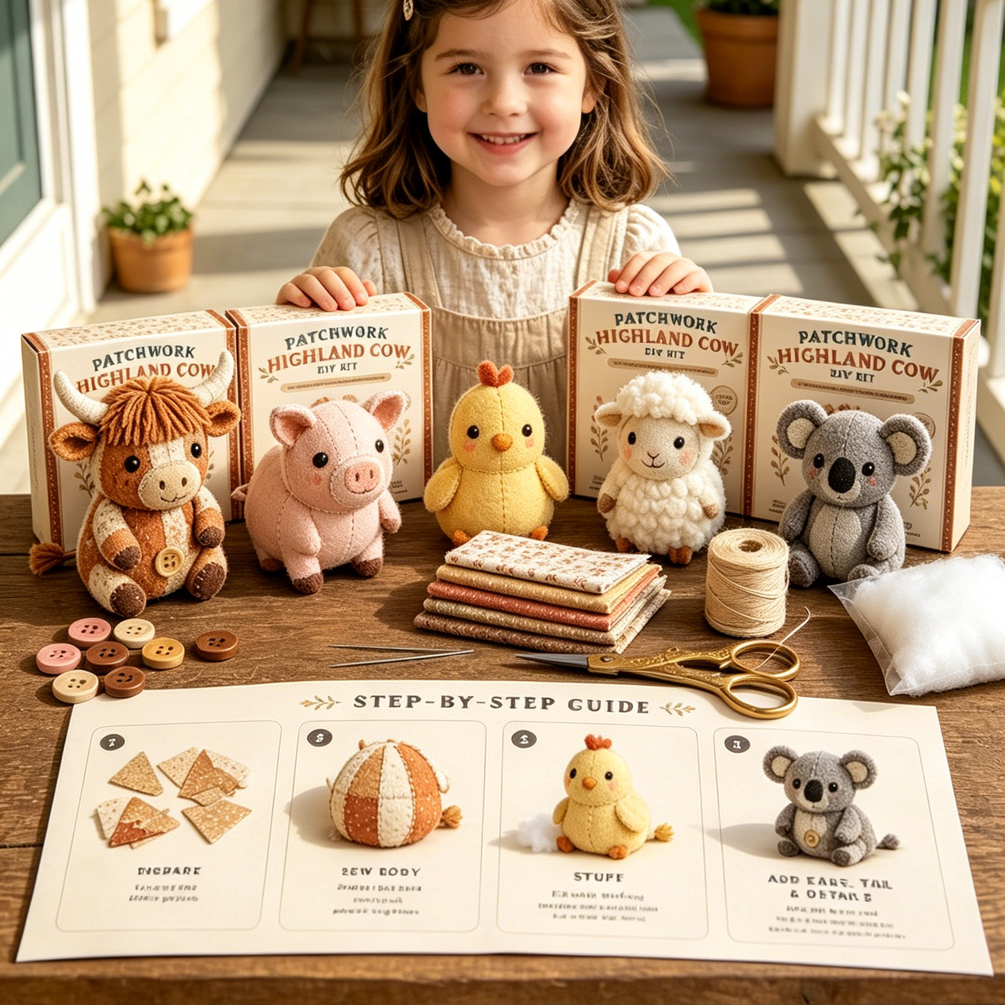 🧵Kit de animales de patchwork DIY – Crea tus propios animales adorables