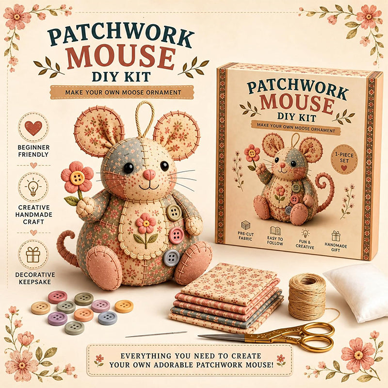 🐭🧵 Kit de bricolaje para ratón patchwork