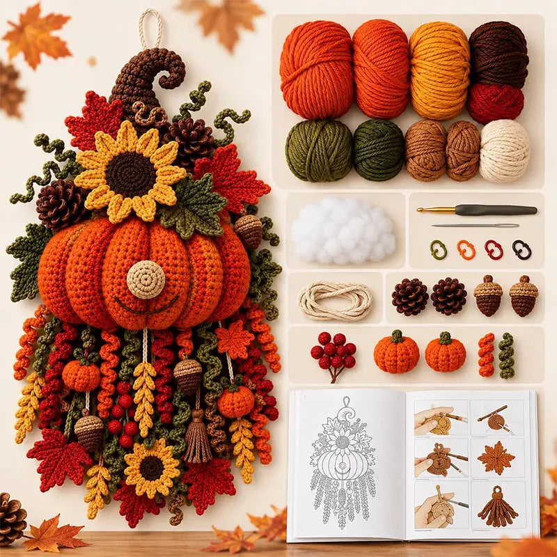 🔥 ¡Gran oferta! 🔥⏳ 🧶 Colección de kits DIY de colgadores para puerta en crochet 3D (temática estacional) | Incluye lanas a juego, relleno, accesorios e instrucciones paso a paso 💕