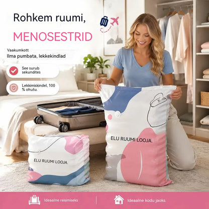 🧳【5-osaline komplekt】💨 Suur, kokkusurutav vaakumkott: pumpa pole vaja, lekkekindel ja ideaalne ruumi kokkuhoiuks kohvrites ja kodus ✈️