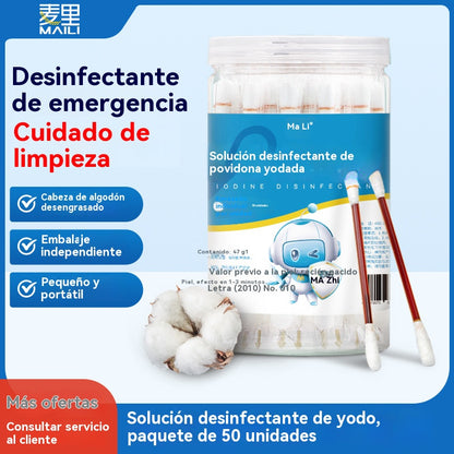 🔥❤️【Compra 1 y llévate 1 gratis】Hisopos de algodón desinfectantes con yodo, hisopos de algodón desechables para desinfección y limpieza de heridas