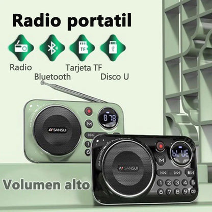 🎁【Oferta por tiempo limitado】Reproductor de música con radio Bluetooth portátil, puede insertar tarjetas y unidades flash USB