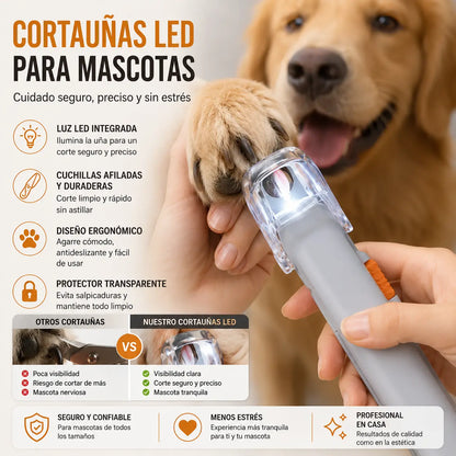 🐱🐶 Cortaúñas para mascotas con luz LED para gatos y perros